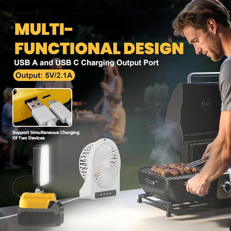 ⚡5400LM Cordless LED Work Light with Charging Ports