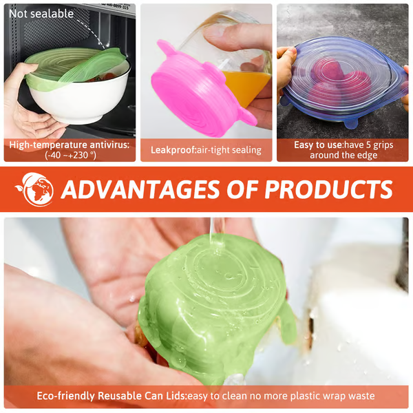 🔥Silicone Cover Stretch Lids Reusable Airtight Food Wrap Covers