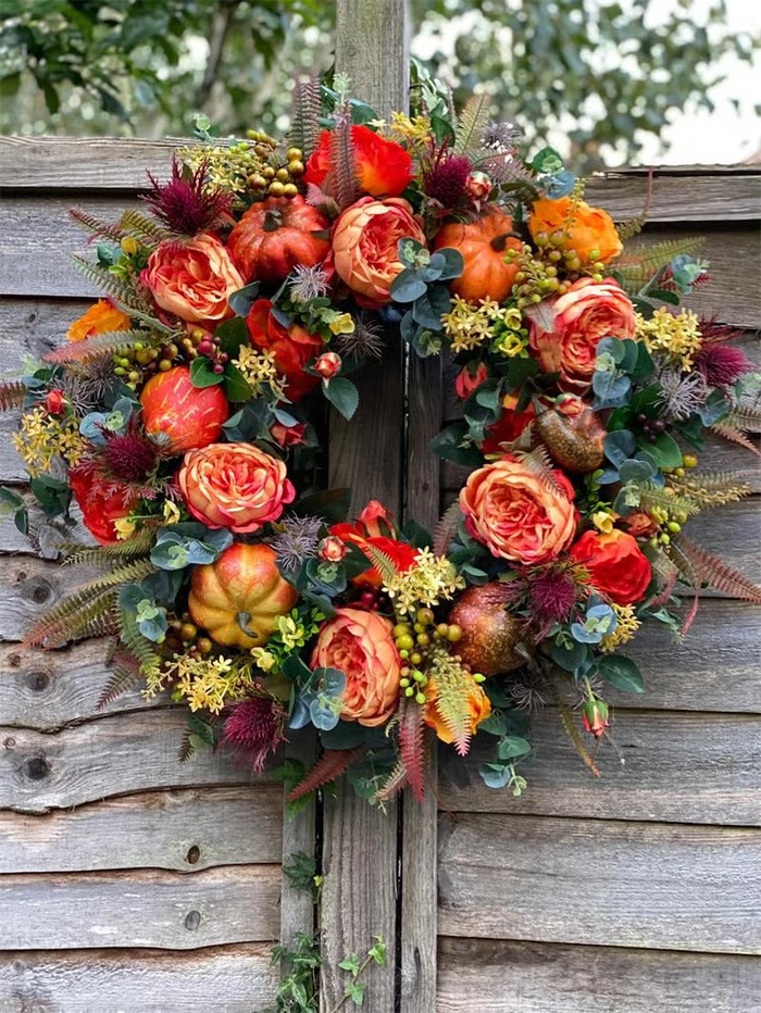 💖Last Day 70% OFF💖Fall Peony And Pumpkin Wreath - Year Round Wreath--🔥BUY 2 FREE SHIPPING