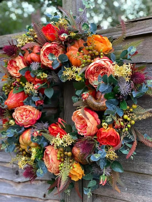 💖Last Day 70% OFF💖Fall Peony And Pumpkin Wreath - Year Round Wreath--🔥BUY 2 FREE SHIPPING