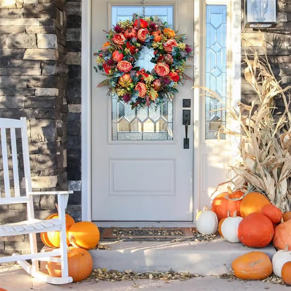 💖Last Day 70% OFF💖Fall Peony And Pumpkin Wreath - Year Round Wreath--🔥BUY 2 FREE SHIPPING