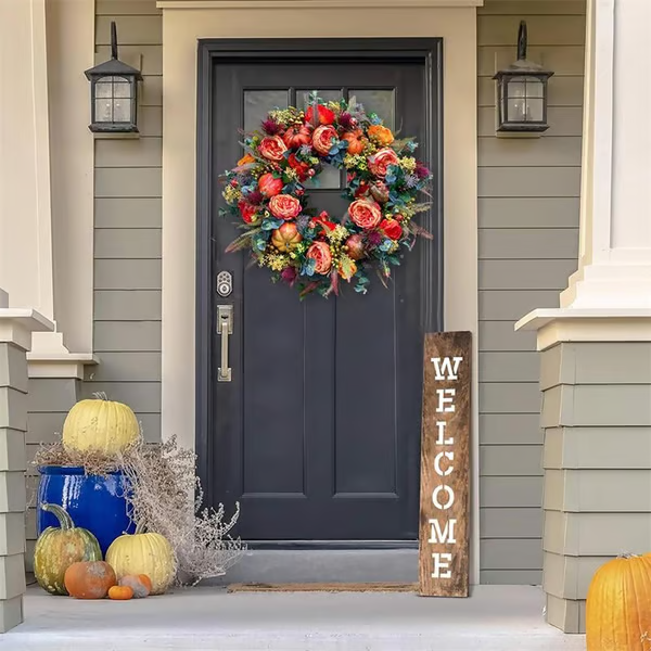 💖Last Day 70% OFF💖Fall Peony And Pumpkin Wreath - Year Round Wreath--🔥BUY 2 FREE SHIPPING