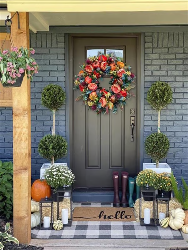 💖Last Day 70% OFF💖Fall Peony And Pumpkin Wreath - Year Round Wreath--🔥BUY 2 FREE SHIPPING