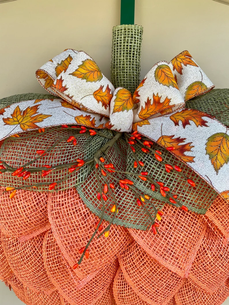 🍁 Farmhouse Pumpkin Wreath For Front Door