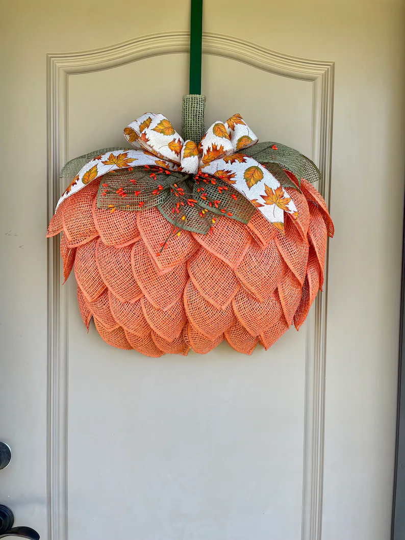 🍁 Farmhouse Pumpkin Wreath For Front Door