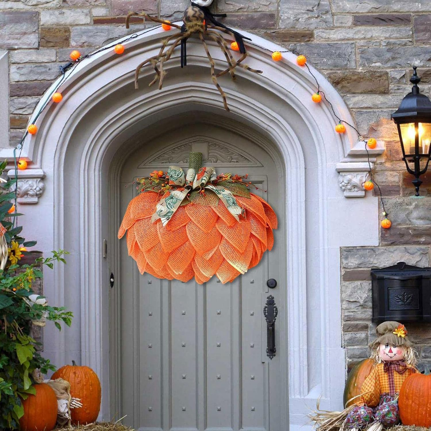 🍁 Farmhouse Pumpkin Wreath For Front Door