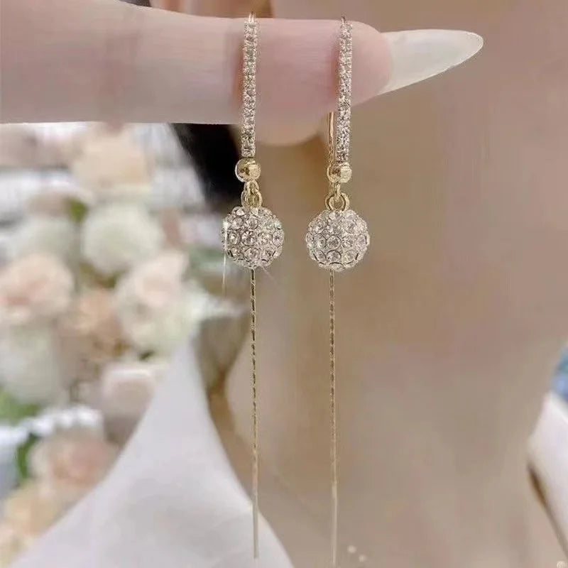 【BIG SALE】Women's Fashionable Zircon Ball Pendant Earrings