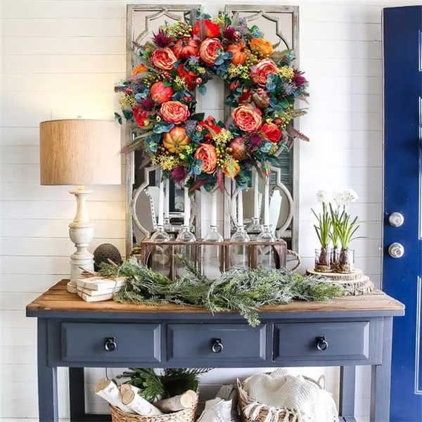 💖Last Day 70% OFF💖Fall Peony And Pumpkin Wreath - Year Round Wreath--🔥BUY 2 FREE SHIPPING