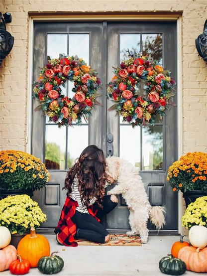 💖Last Day 70% OFF💖Fall Peony And Pumpkin Wreath - Year Round Wreath--🔥BUY 2 FREE SHIPPING