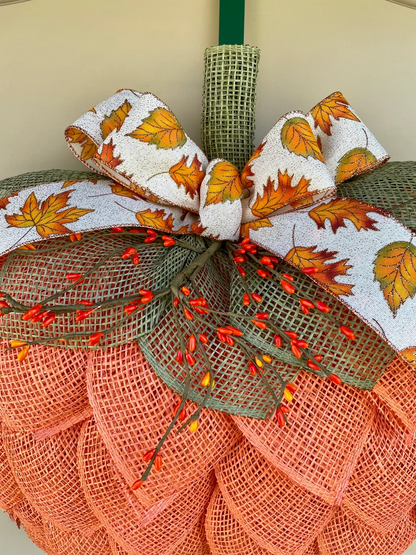🍁 Farmhouse Pumpkin Wreath For Front Door